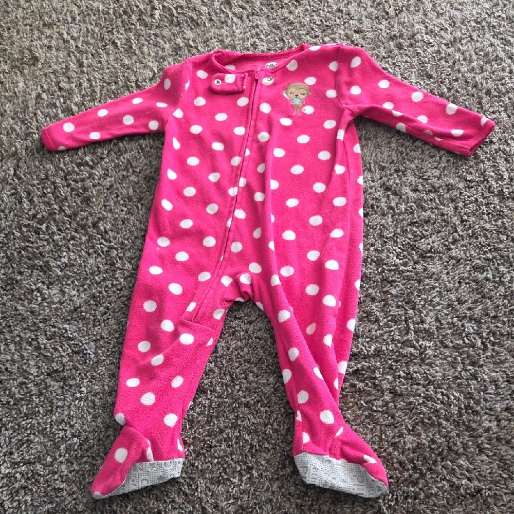 Child of Mine Pink and White Polka Dot Footie